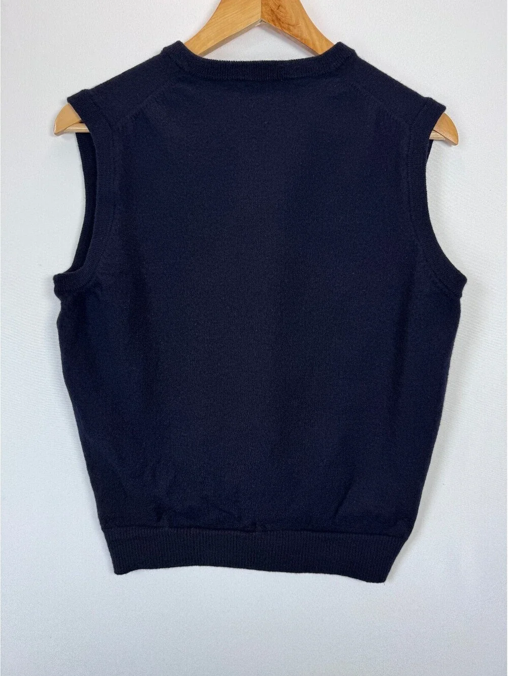J.Crew Sweater Vest Men’s L Navy 100% Merino Wool V-Neck Classic Preppy